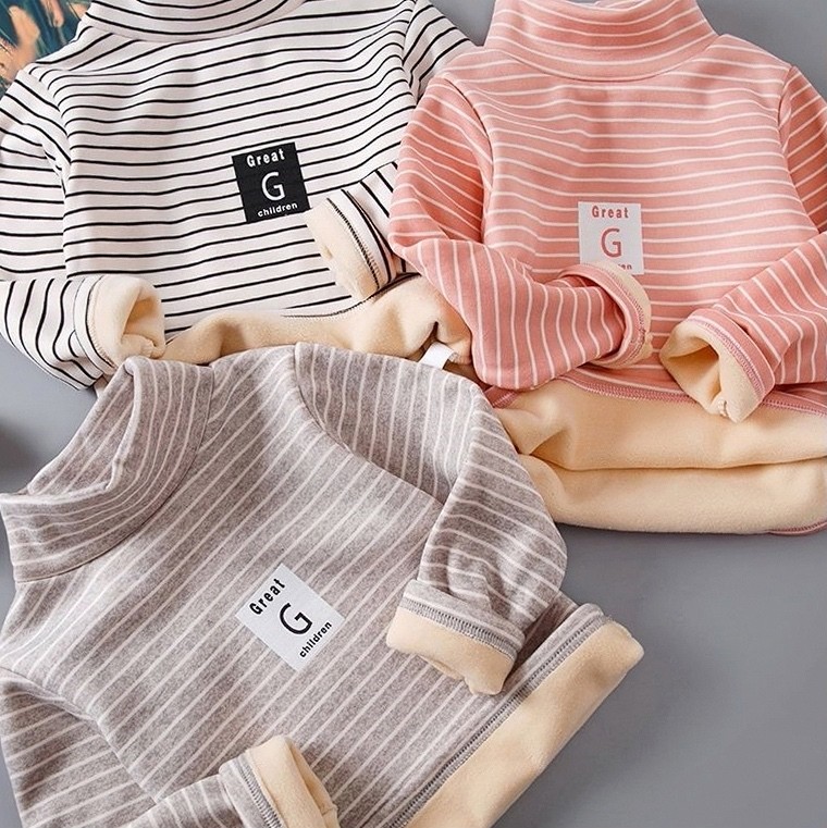 男童女宝暖内衣加绒加厚内穿高领宝秋冬单件上衣儿童外穿保打底衫