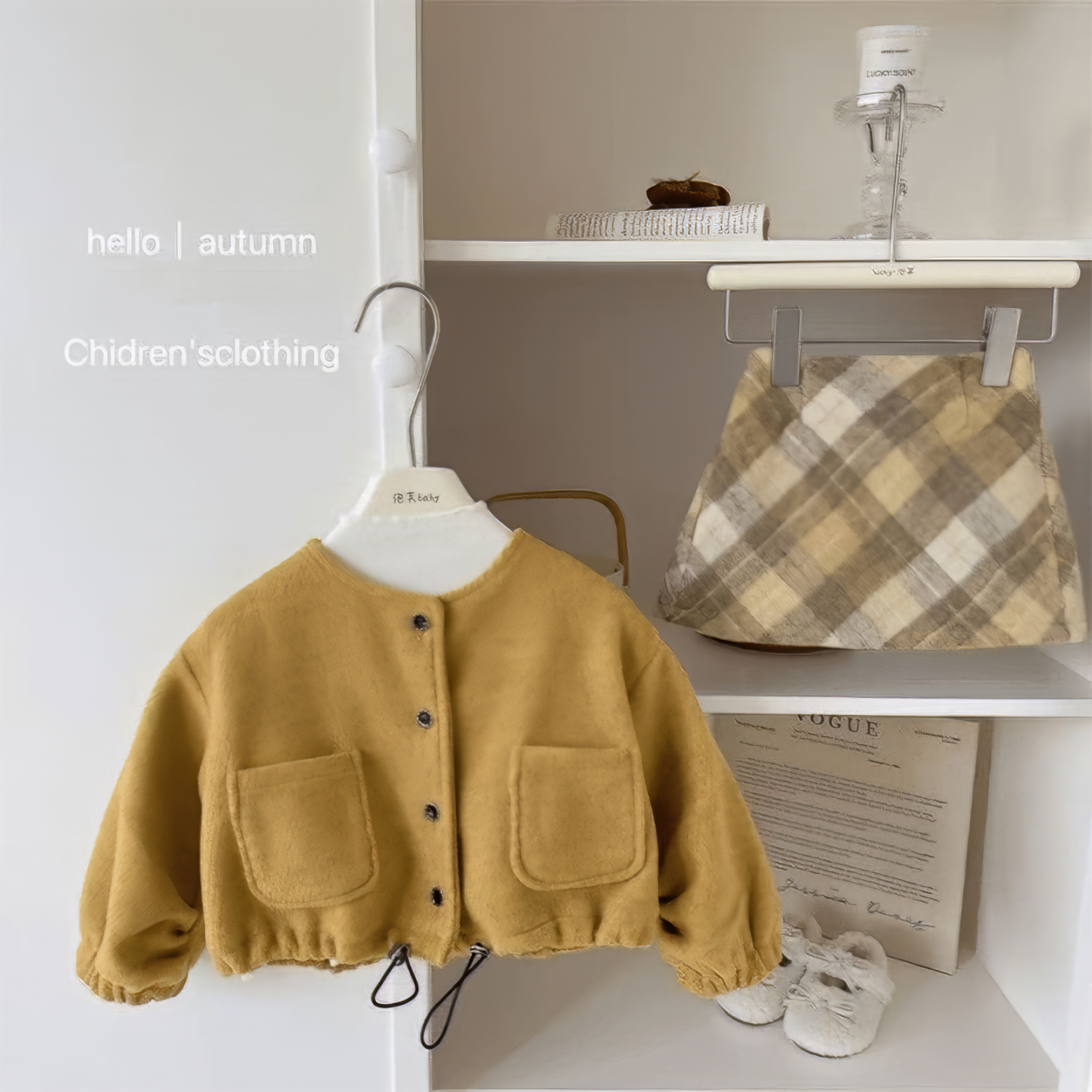 【原版实体店品质】呢外套冬季新款女孩黄色格子短裙美拉德两件套,童装/婴儿装/亲子装,套装,淘宝优惠券,粉丝福利购,淘宝优惠卷