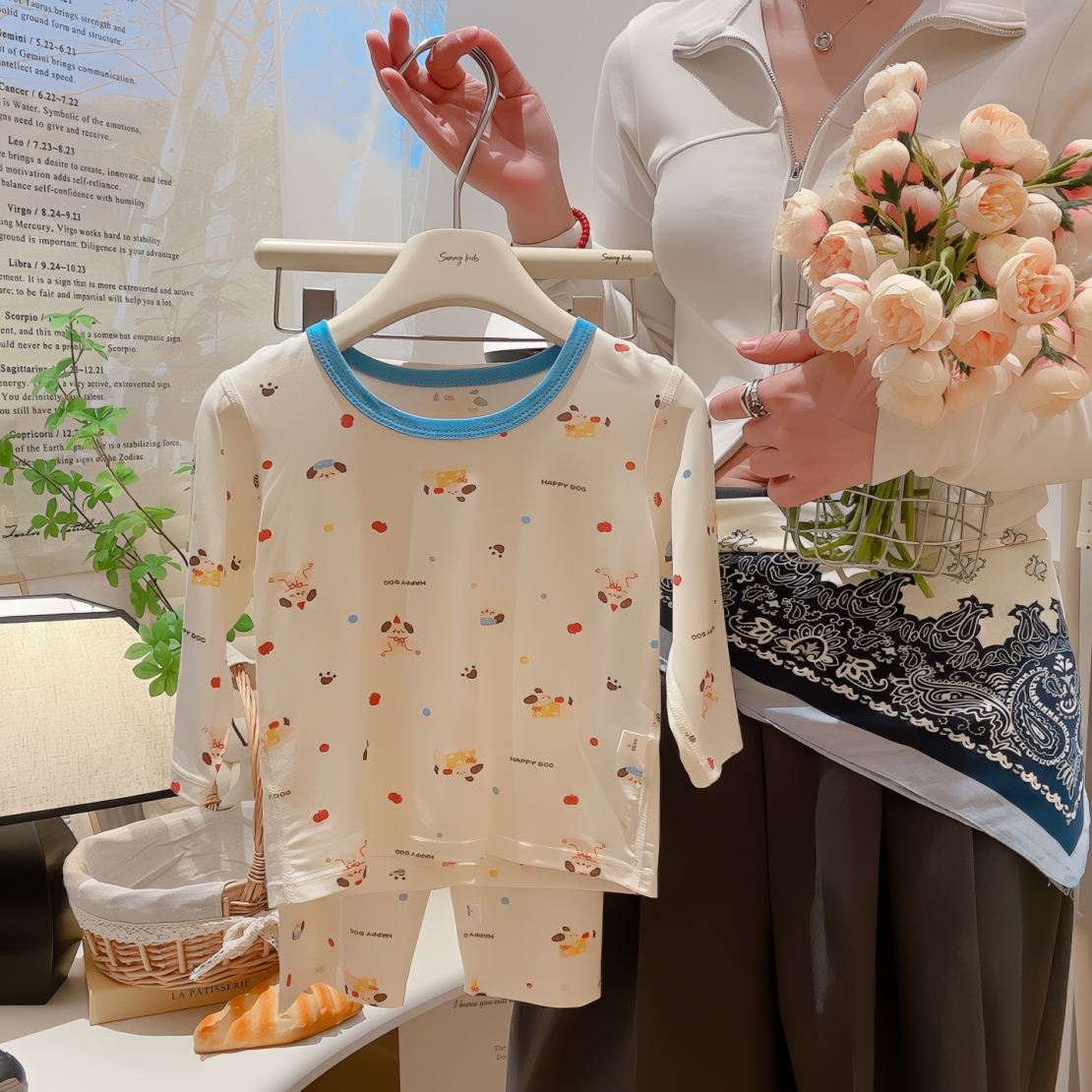 【7A抗菌】儿童睡衣无透气薄款空调服骨天丝家居服套装男童女童