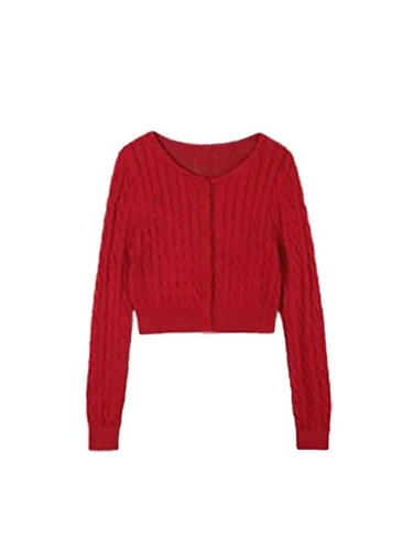 Красный весенний свитер, кардиган, трикотажная куртка, тренд сезона, подходит для подростков, облегающий крой