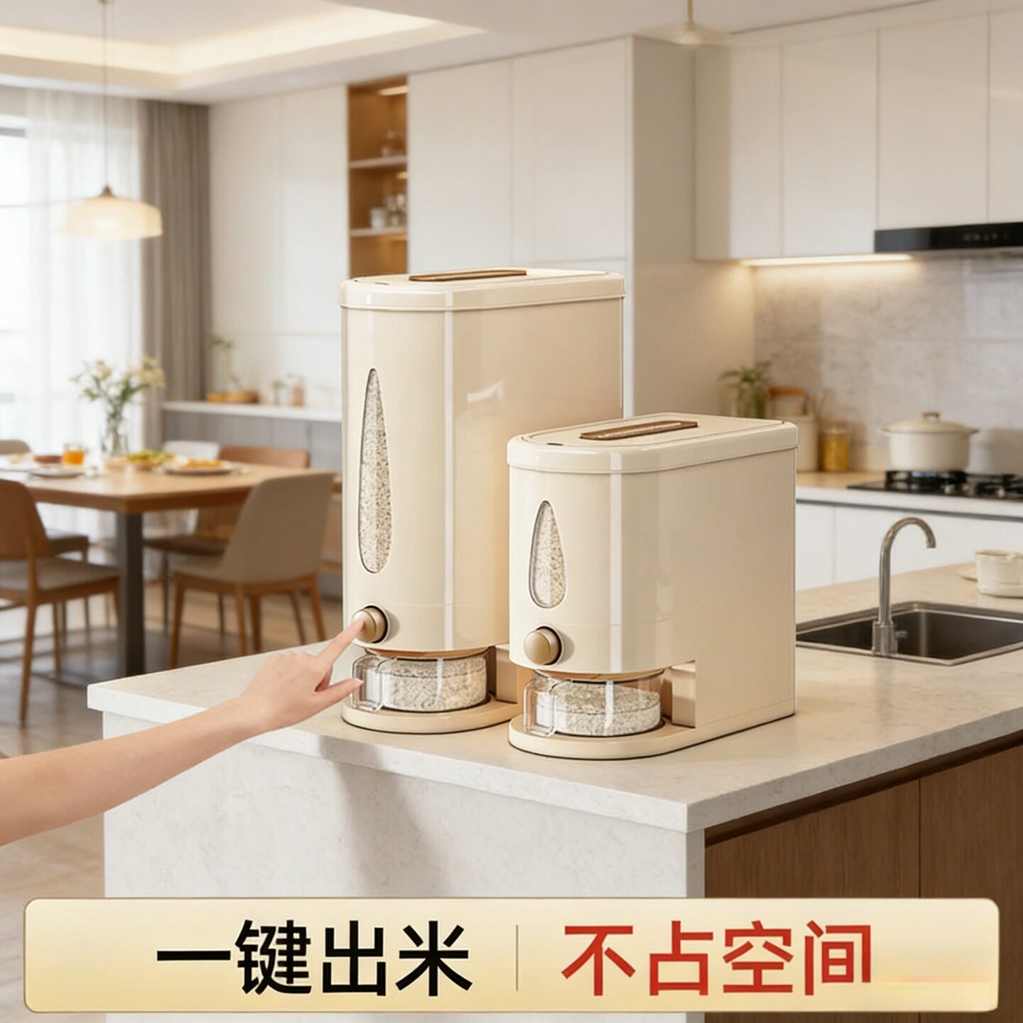 按压式自动米桶家用密封米缸大米收纳盒储粮桶一件出米防尘防潮