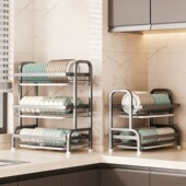 厨房碗碟沥水架多功能台面厨房置物架碗筷收纳多层加厚盘子碗储存