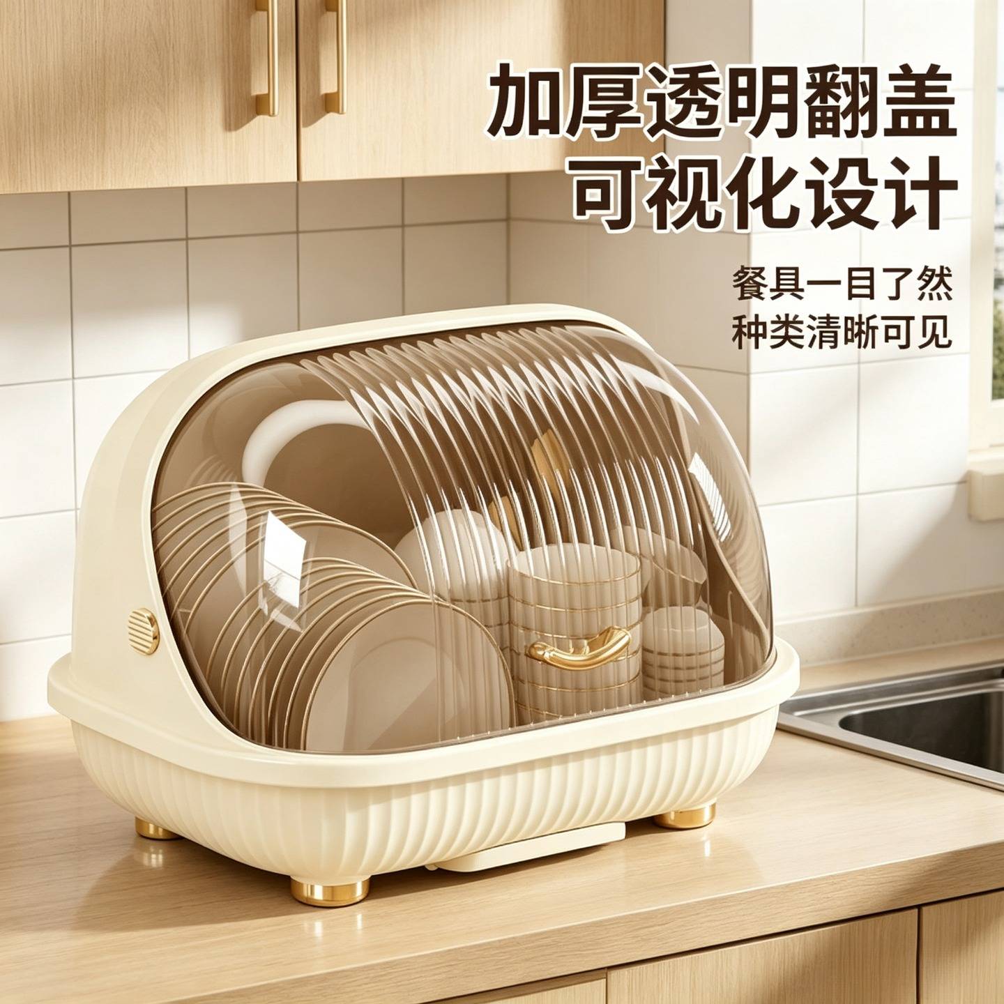 厨房碗柜家用大号碗架餐具碗碟盘子置物架碗筷收纳盒带盖沥水碗架图片