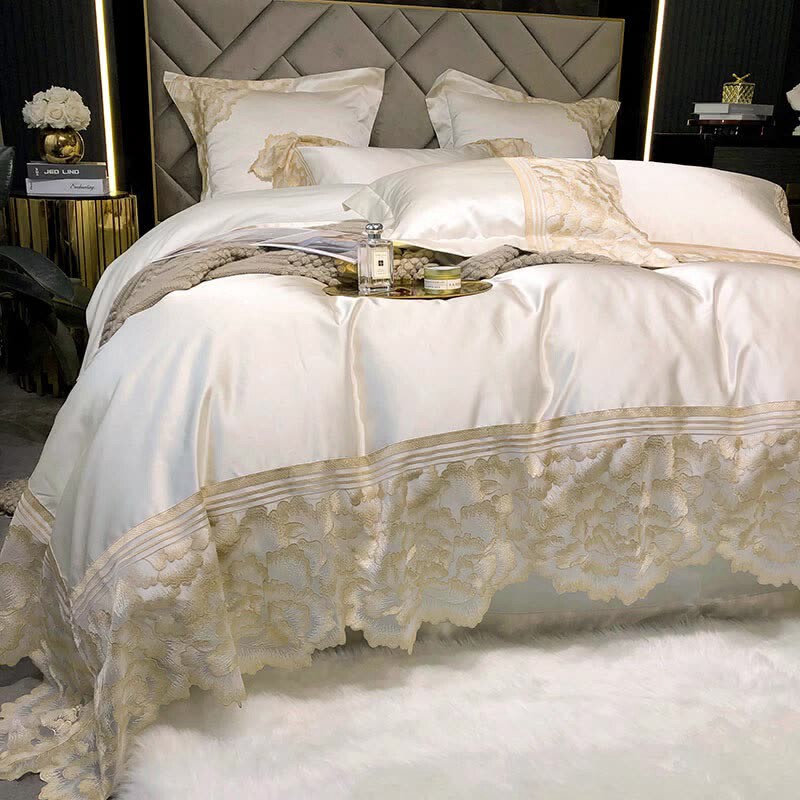 轻奢欧式高档真丝四件套纯棉全棉秋冬季床单被套床上用品刺绣贡缎|ruв категории постельные принадлежности, кровать новобрачных/четыре члена рукав/Несколько членов рукав - от Buy2taobao.com для оказания профессиональной услуги покупки агента Taobao