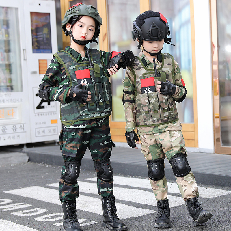 儿童迷彩服套装小学生军训服长袖小孩童特种兵演出服