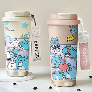 猫猫虫咖啵拼贴保温杯夏季运动大容量保冷咖啡杯情侣杯学生双饮