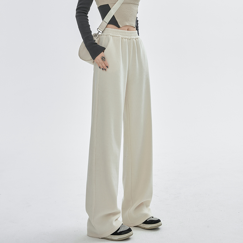 雪尼尔阔腿裤女2025新款高腰垂感