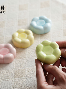 创意转转乐底座轴承配件小玩偶托盘陶瓷花朵造型装饰摆件转盘批发