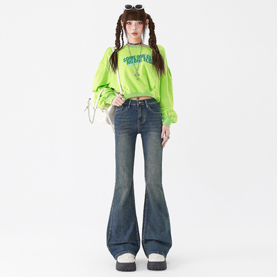 牛仔裤女微喇设计感秋季