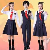 六一儿童演出服红色爱国诗歌朗诵学生大合唱服红歌演讲比赛服装 女