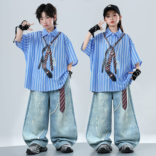儿童演出服hiphop街舞童装炸街男童潮服套装夏季架子鼓女童表演服