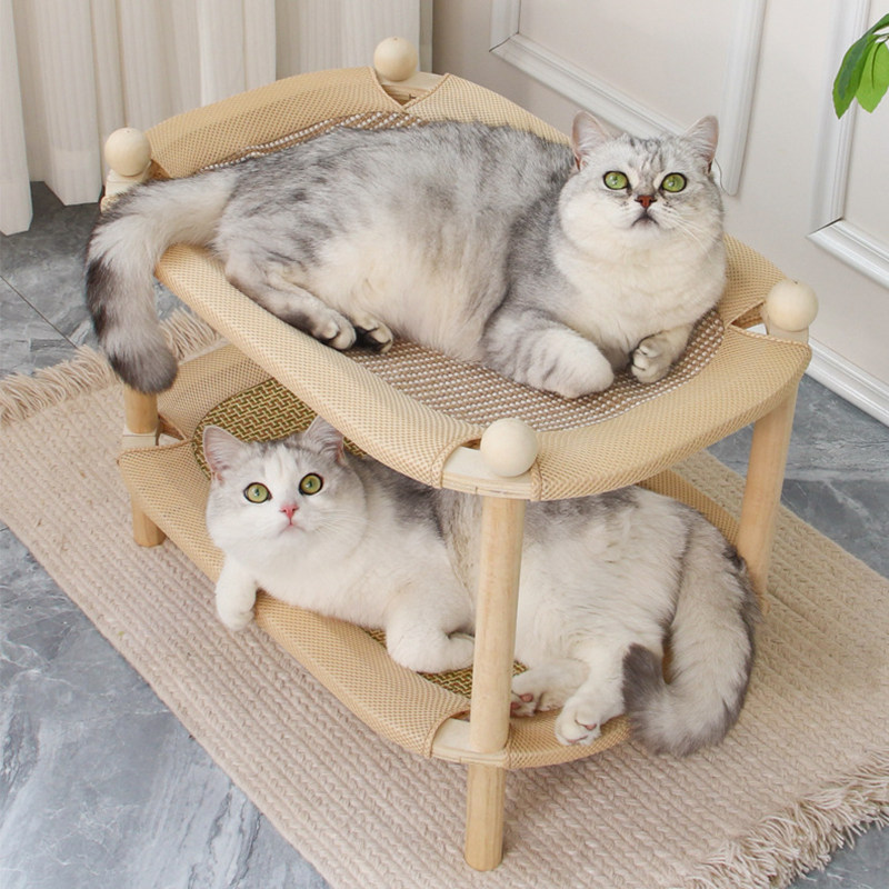 猫床多层双层四季通用宠物床实木上下铺猫窝猫抓板一体