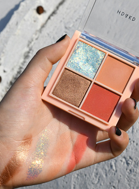 彩妆HDKD迷你四色眼影盘 大地色亮片闪粉学生ins平价眼影小盘6011
