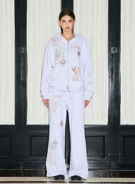 LARTIGENT 25新款刺绣天使双头拉链连帽卫衣宽松休闲外套