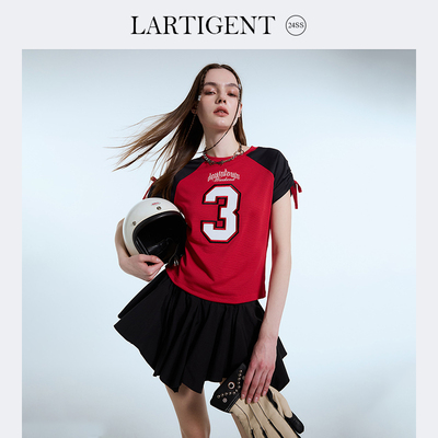 LARTIGENT 24夏款拼色设计感休闲简约运动短袖T恤女速干修身显瘦