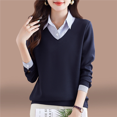 假两件卫衣女款小个子2025新款春秋时髦洋气早秋女装翻领长袖上衣