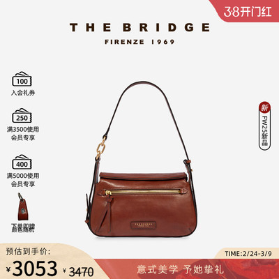 The Bridge/桥牌 新品  INGRID系列女士意式翻盖磁吸牛皮斜挎包