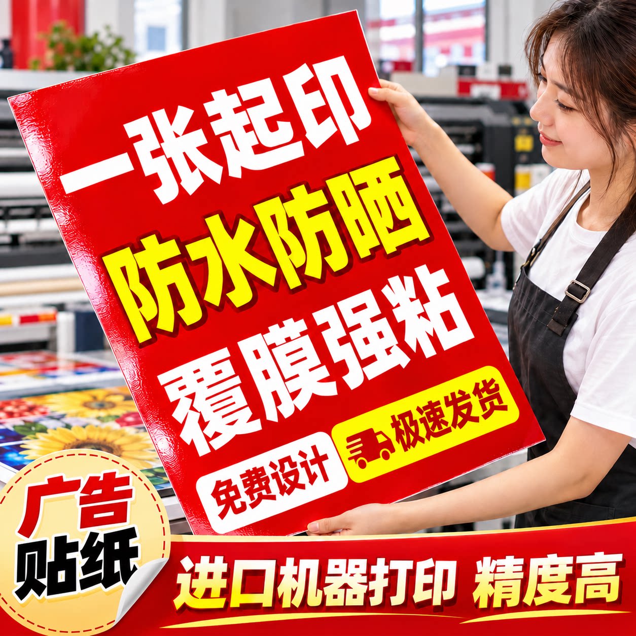 广告贴纸定制pp背胶户外背胶海报高清喷绘写真制作设计定做车贴