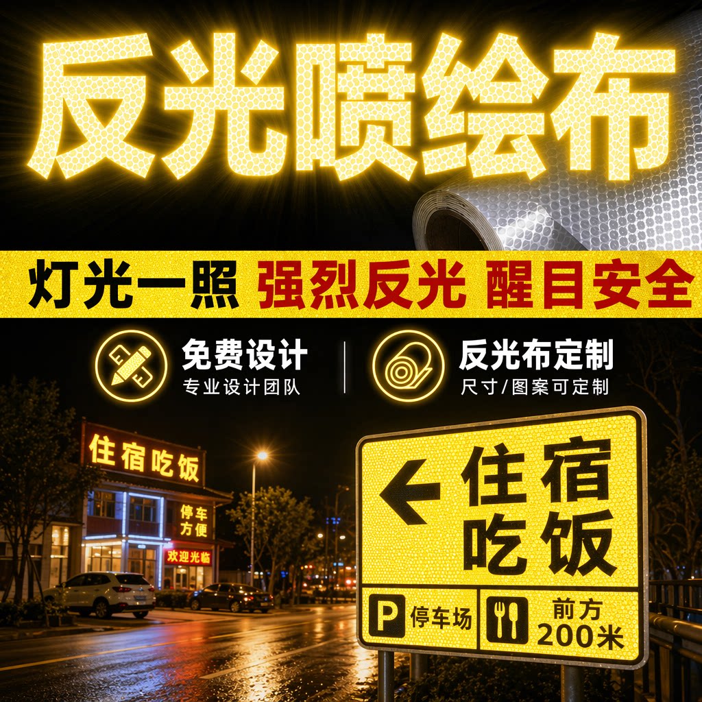 反光喷绘布定制反光膜喷绘广告布打印户外晶彩格膜超强级交通贴纸图片