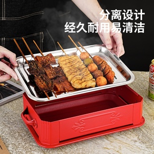 不锈钢烧烤加热炉烧烤保温炉商用餐厅蜡烛热串炉酒精炭烤串盘神器