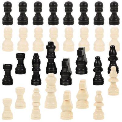 Wooden Chess Pieces 2 Sets Mini Chessboard Accessories