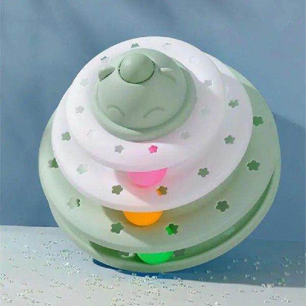 4 Levels Cat Toy Tower Turntable Roller Balls Toys