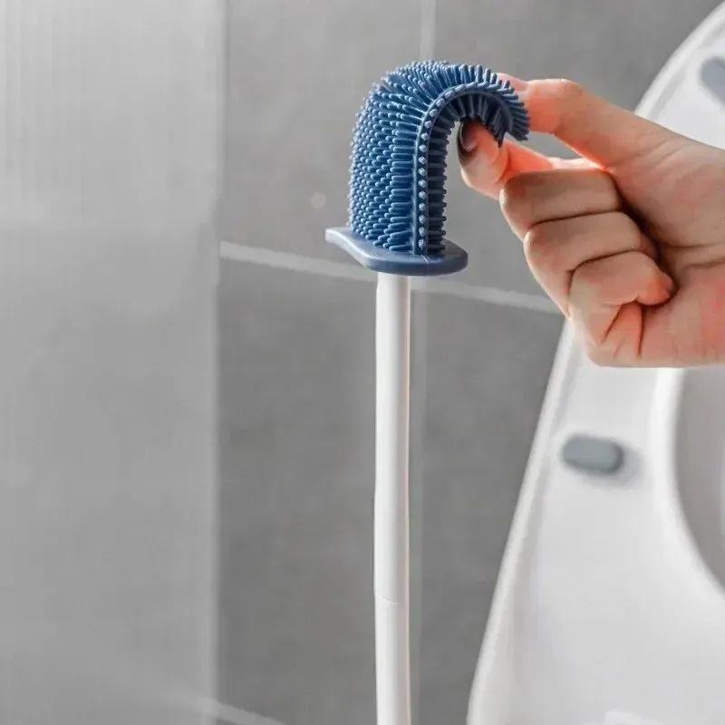 Silicone Toilet Brush With Holder Box Wall Mounted TPR Holde