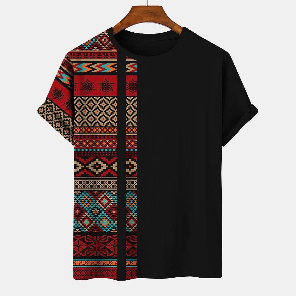 Vintage Striped Men's T-shirts Summer Short Sleeve Shirt