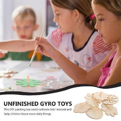 24 Pcs Wooden Spinning Top Kids Accessory Toy Portable Gyro
