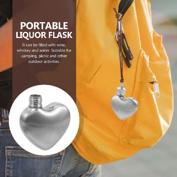 Portable Hip Flask Black Water Bottle Flasks for Heart