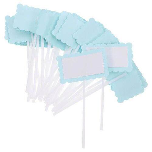 50pcs Cake Decoration Inserts Blue Writing Board Toppers