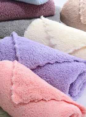 Coral velvet small square towel soft face wash towel欧美毛巾