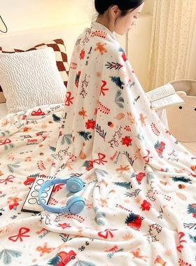 Christmas Flannel Throw Blanket, Plush Coral Fleece Sofa Nap