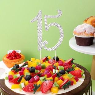 15 Anniversary Cake Topper Rhinestone Decorations Alloy