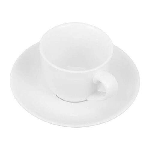 Plain White Coffee Cup and Saucer Tea Serving Ceramic Cups