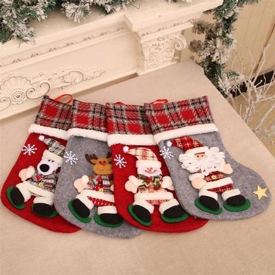 Large 3D Plush Christmas Stocking Gift Bag for Candy & Decor