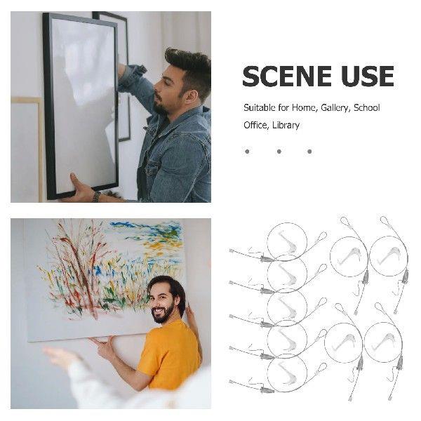 10 Sets Picture Rail Hook System Chain Ring Cable Hooks The