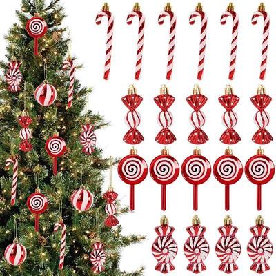 6pcs Christmas Lollipop Candy Cane Pendant Xmas Tree Hanging