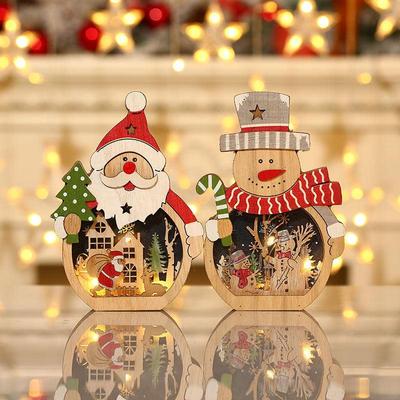 LED luminous Santa Claus wooden decoration圣诞老人摆件