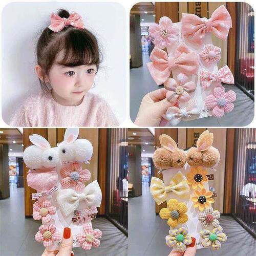 14-8Pcs/Set Cute Cartoon Bowknot Flower Hair Clips for Baby