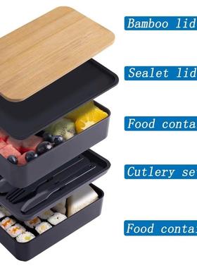 Stackable Bento Lunch Box with Insulated Bag Microwaveable D