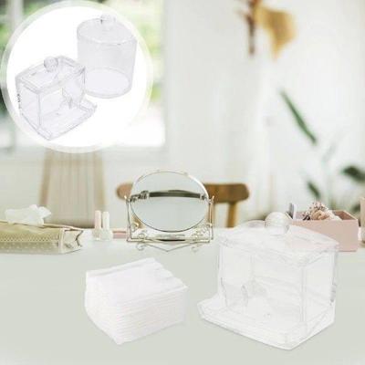 Transparent Acrylic Cotton Pad Storage Box Reusable