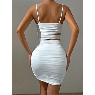 Strap Bodycon Mini Women White Spaghetti Dress Backless Sexy