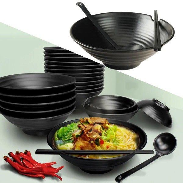 Japanese Ramen Bowl Set with Spoon Chopsticks,Hard Plastic