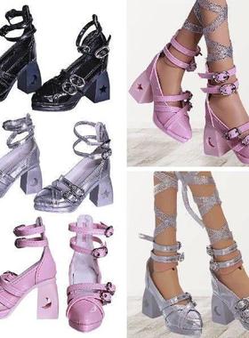 1/3 Scale High Heeled Footwear for Dolls, Miniature Sandals