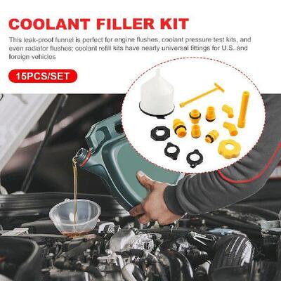 15Pcs Auto Coolant Flush Kit Spill Proof Portable Coolant