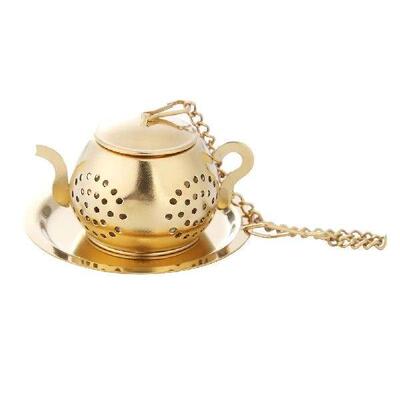Gold Stainless Steel Tea Infuser Extended Chain Tea Leaf