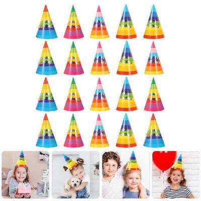 20 Pcs Birthday Hat Lightweight Comfortable Rainbow Colors