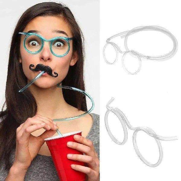 Fun Loop Drinking Straw Eye Glasses Reusable Flexible Soft