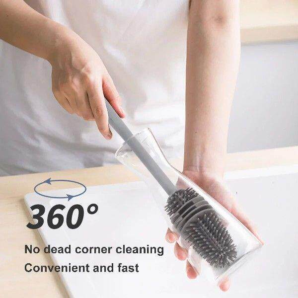 1 Pcs Silicone Bottle Cleaning Brush with Reinforced Long